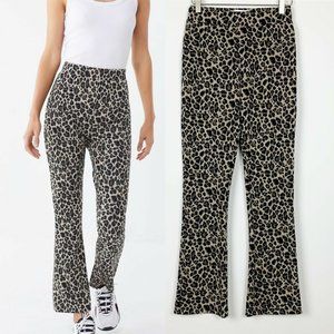 UO Stretch Elastic Pull On Flare Leopard Pants SM